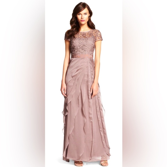 Adrianna Papell Mauve Lace Gown - Picture 1 of 9